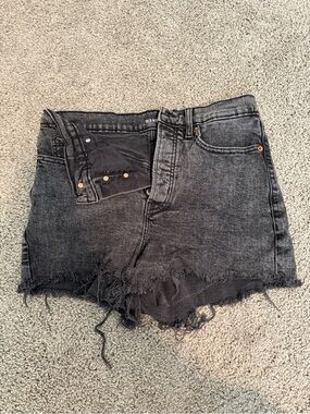 Old Navy Washed Black Frayed Hem Denim Shorts